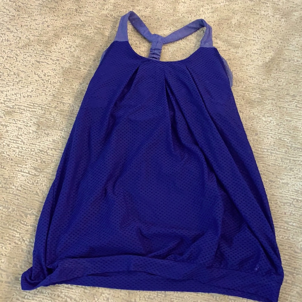 blue tank top with built in bra.